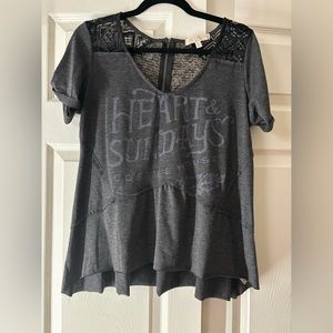 Scrapbook cute bohemian rocker tee mixed material